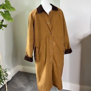 Vintage LL Bean 1980-90s Large Petite Wool Lined Duster Barn Coat Jacket